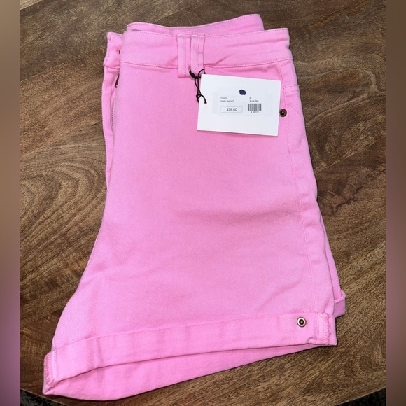 Hemline Denim Pink Shorts - Picture 3 of 3